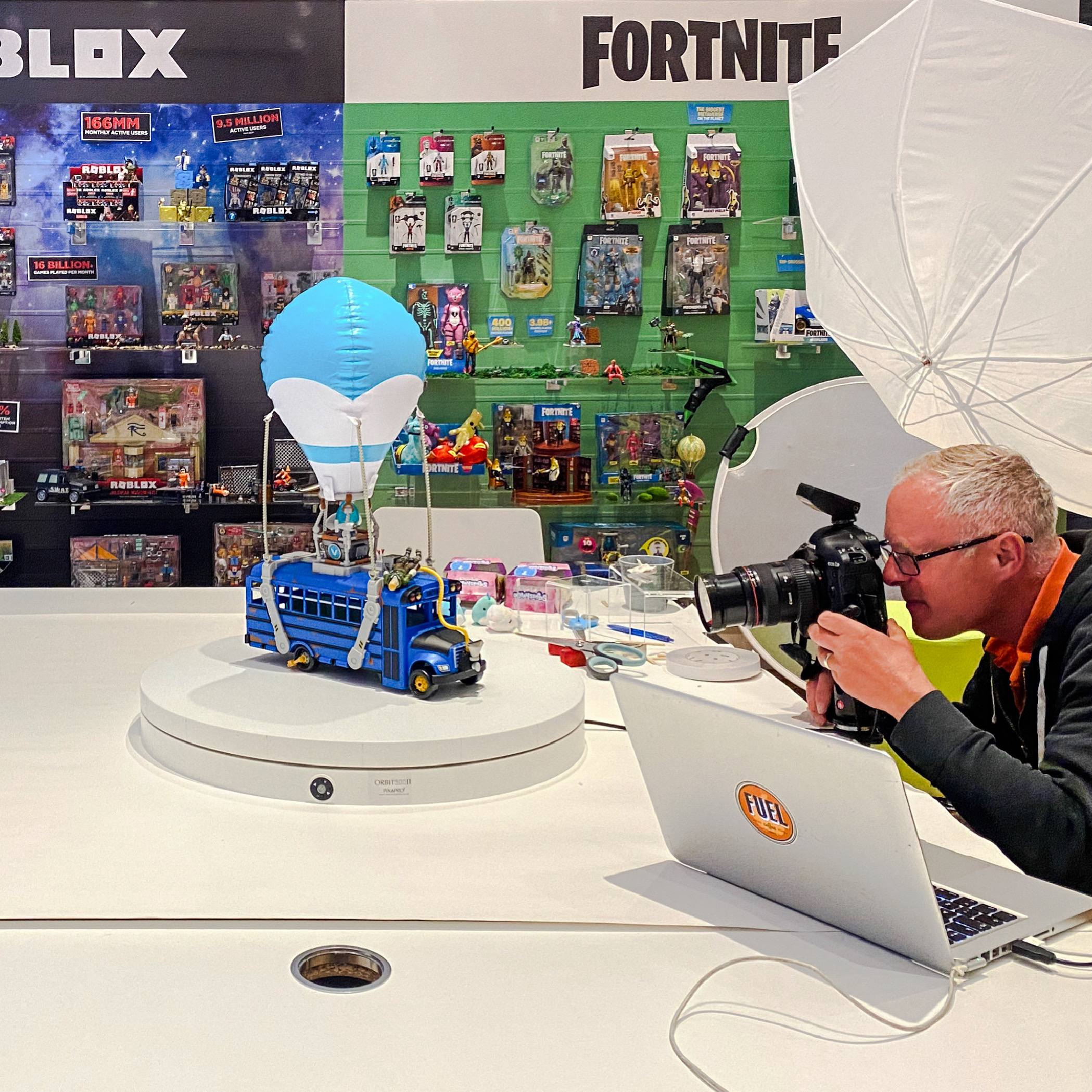 Mark at work photographing the latest toys for Jazwares